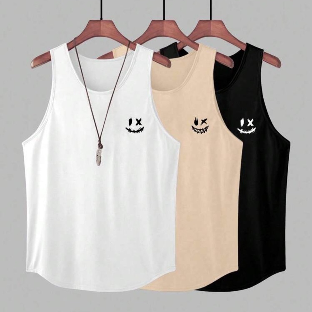 Manfinity Men's Multi-Pack Blue, Black And White Cartoon Graphic Tank Top